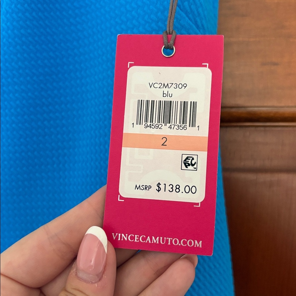 Vince Camuto | Blue Dress with White Detailing - Picture 4 of 8